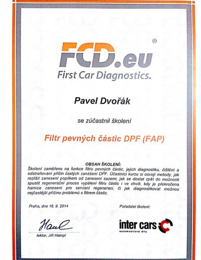 Filtry pevných částic - DPF -FAP